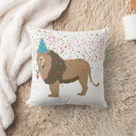 Leeuw Feestende Dieren Met Een Partij Kussen