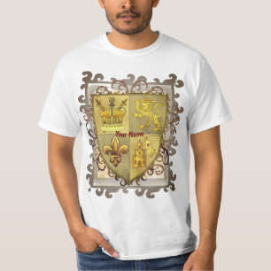 Leeuw Fleur De Lis Schild achternaam T-shirt