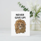 Leeuw geeft leeuw nooit op briefkaart (Staand voorkant)