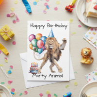 Leeuw Gelukkig Verjaardagsfeestje Dier