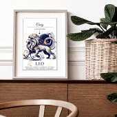 Leeuw Gepersonaliseerde Elegante Zodiac Waterverf Poster