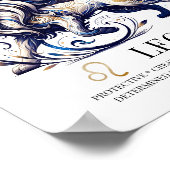 Leeuw Gepersonaliseerde Elegante Zodiac Waterverf Poster (Hoek)