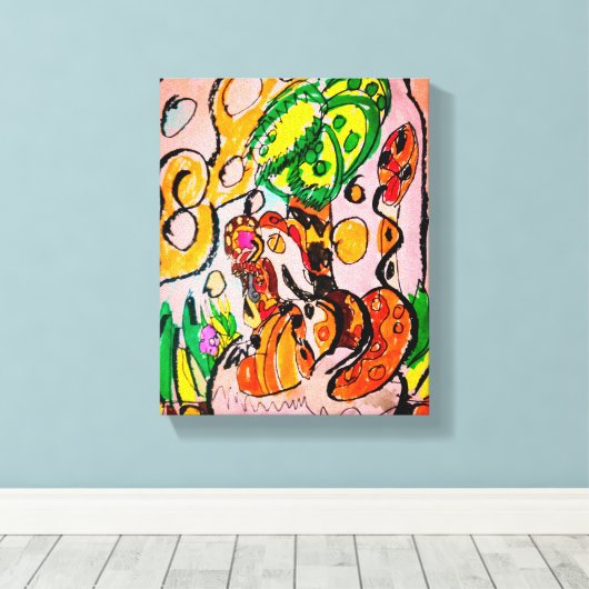 Leeuw gewoon chill canvas afdruk (Insitu (Houten vloer))