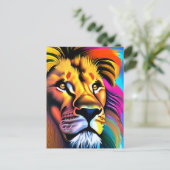 Leeuw Gezicht Mystieke Fantasie Kunst Briefkaart (Staand voorkant)