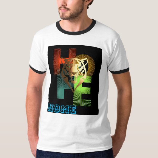 Leeuw gezicht print & hoop tekst T-Shirt (Voorkant)