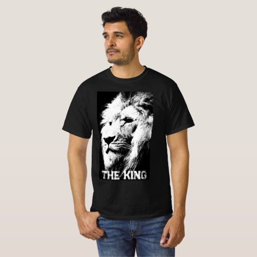 Leeuw Gezicht Trendy Elegant Modern Zwart-Wit T-shirt (Voorkant volledig)