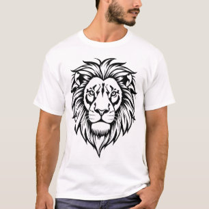 Leeuw gezicht zwart-wit vector illustraties t-shirt