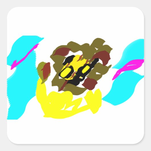 Leeuw golf kunst vierkante sticker (Voorkant)