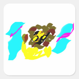 Leeuw golf kunst vierkante sticker