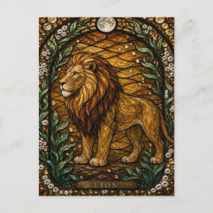 Leeuw Gouden Savanne Illumina Glas in Lood Briefkaart