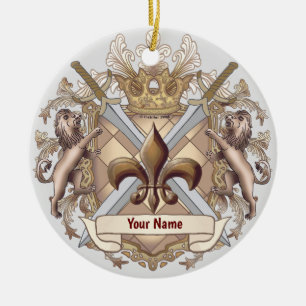 Leeuw Griffin Schild achternaam ornament
