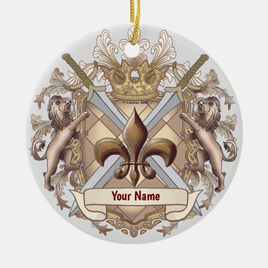 Leeuw Griffin Schild achternaam ornament (Voorkant)