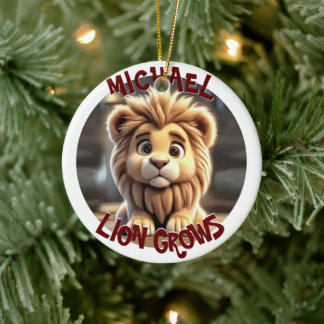 Leeuw groeit keramisch ornament