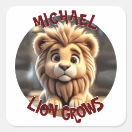 Leeuw groeit vierkante sticker
