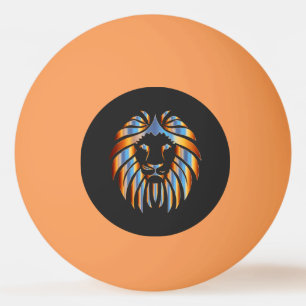 Leeuw, grote kat, chromatische vormgeving, pingpongbal