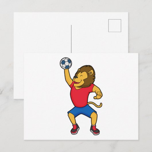 Leeuw Handbal speler Handbal Briefkaart (Voorkant / Achterkant)