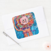 Leeuw heeft zijn trots vierkante sticker (Envelop)