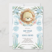Leeuw Het is een Jongen Baby Shower Uitnodiging (Voorkant)
