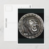 Leeuw. Hobonikkelen munt. Briefkaart (Voorkant / Achterkant)