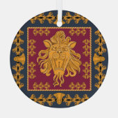 Leeuw hoofddoek: gouden motief. glas ornament (Achterkant)