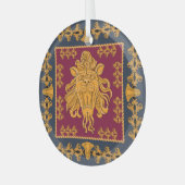 Leeuw hoofddoek: gouden motief. glas ornament (Voorkant links)