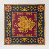 Leeuw hoofddoek: gouden motief. legpuzzel (Horizontaal)