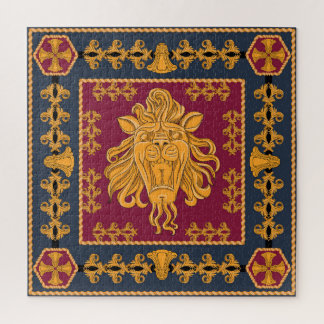Leeuw hoofddoek: gouden motief. legpuzzel