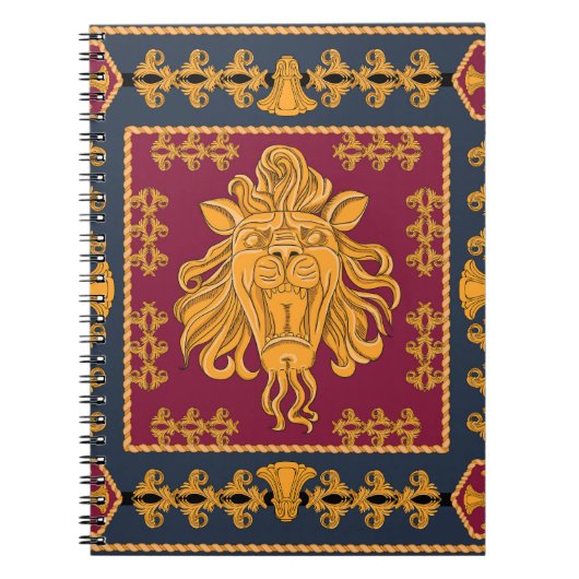 Leeuw hoofddoek: gouden motief. notitieboek (Voorkant)