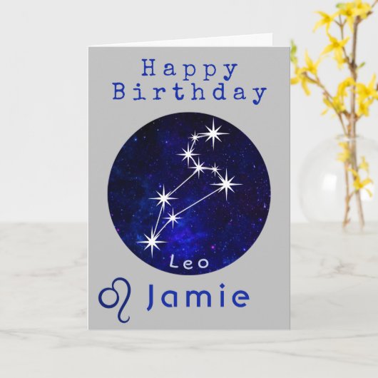 Leeuw Horoscoop Sterrenbeeld Kaart (Gele Bloem)