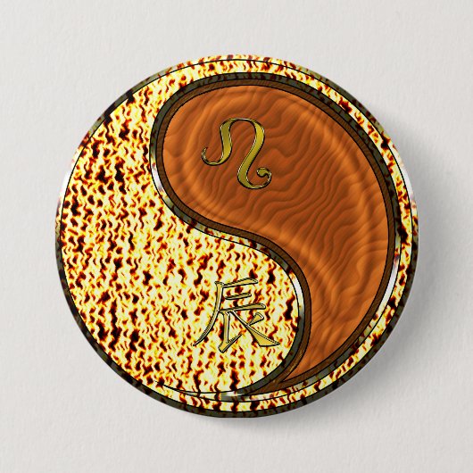 Leeuw & Houten Draak Ronde Button 7,6 Cm (Voorkant)