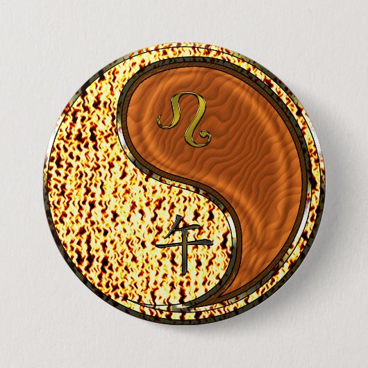 Leeuw & Houten Paard Ronde Button 7,6 Cm (Voorkant)
