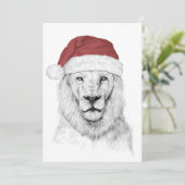Leeuw II van de kerstman Feestdagenkaart (Staand voorkant)