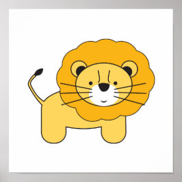 Leeuw, illustratie door Lorena Depante Poster