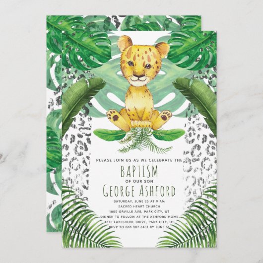 Leeuw illustratie Safari doop Kaart (Voorkant / Achterkant)