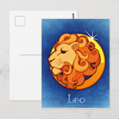 Leeuw in Blauw Briefkaart (Voorkant / Achterkant)