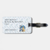 Leeuw in blauw en bruin voor Letter L Boys Bagagelabel (Achterkant horizontaal)