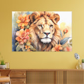 Leeuw in bloei fijn sereen wild dier canvas afdruk (Insitu (Woonkamer))