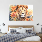 Leeuw in bloei fijn sereen wild dier canvas afdruk (Insitu (Slaapkamer))