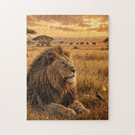 Leeuw in de Afrikaanse savanne Legpuzzel (Verticaal)