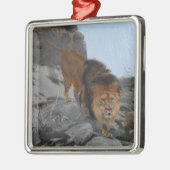 Leeuw in de bergen (door Richard Friese) Metalen Ornament (Links)