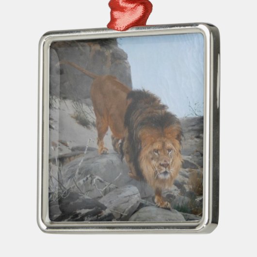 Leeuw in de bergen (door Richard Friese) Metalen Ornament (Links)