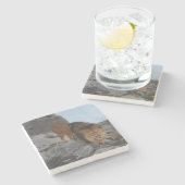 Leeuw in de bergen (door Richard Friese) Stenen Onderzetter (Zijkant)