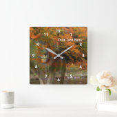 Leeuw in de herfst van Fantasy Animal Art Vierkante Klok (Huis)