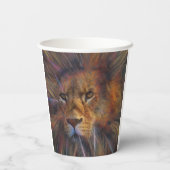 Leeuw in de kopjes van galerijpapier papieren bekers (Achterkant)