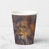 Leeuw in de kopjes van galerijpapier papieren bekers (Voorkant)