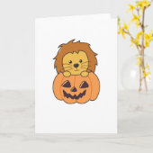 Leeuw in de pompoen Oranje Koalas Halloween Lion Kaart (Gele Bloem)