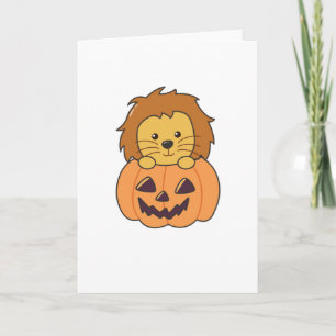 Leeuw in de pompoen Oranje Koalas Halloween Lion Kaart