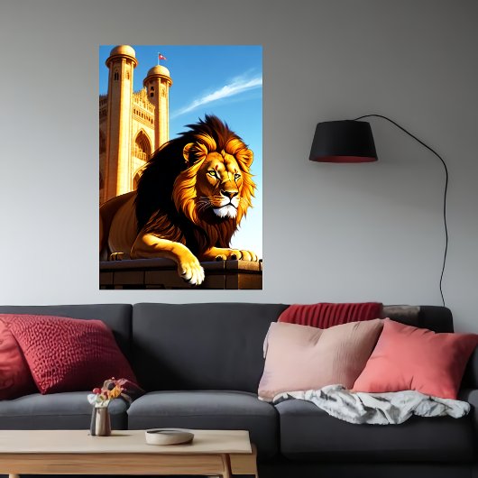 Leeuw in de stad | AI Art. Poster