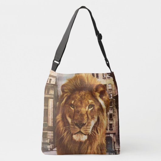 leeuw in de stad crossbody tas (Achterkant)