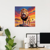 Leeuw in de wildernis poster (Thuiskantoor)